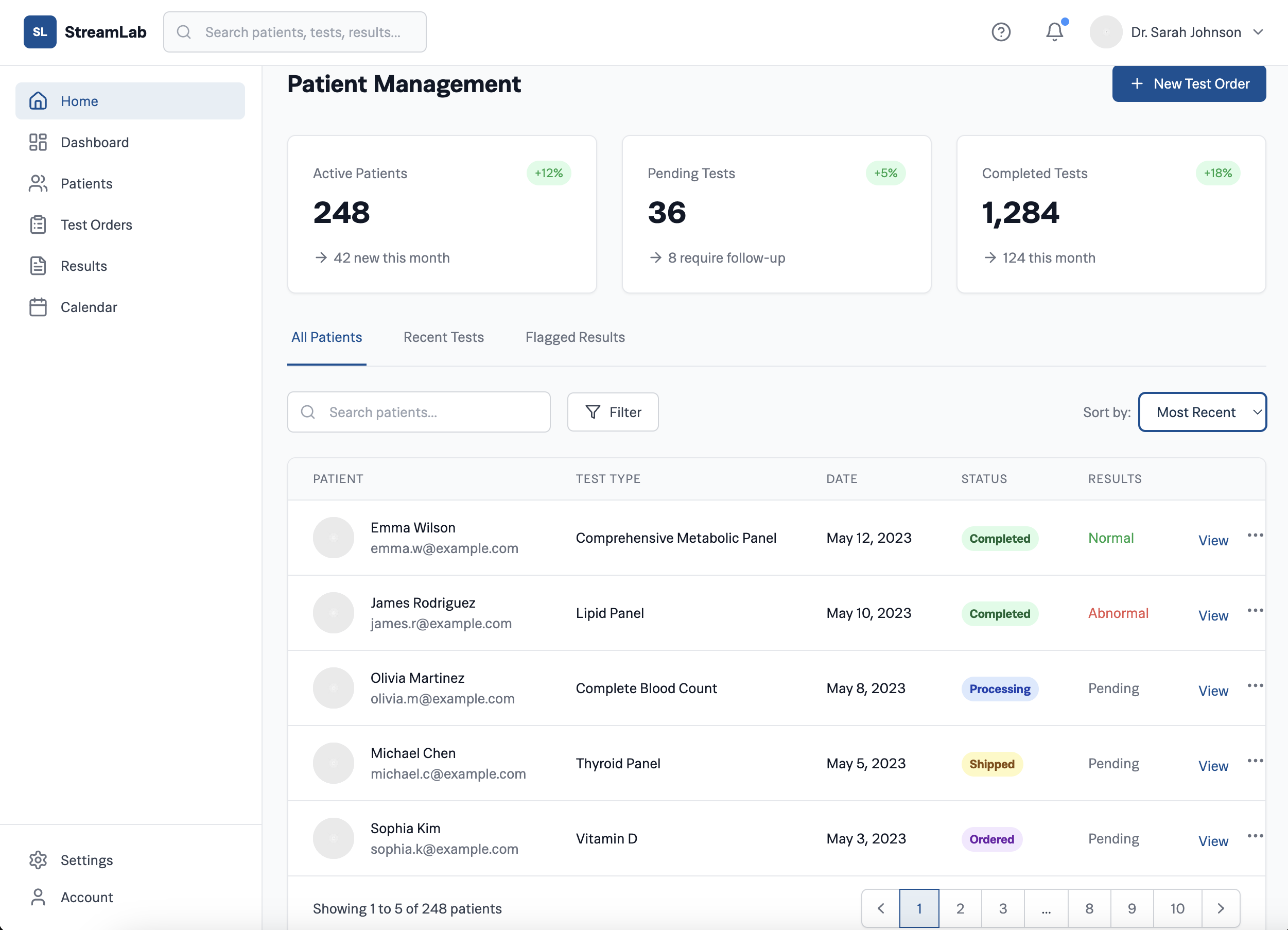 Strawberry Health provider dashboard showing patient insights and practice analytics